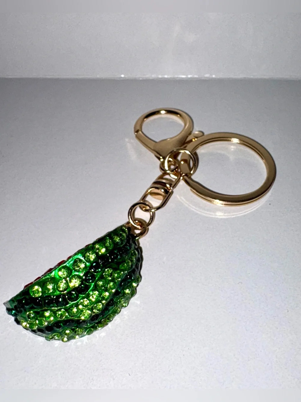 Watermelon Sugar Custom Beaded Wristlet Keychain + Sparkling Watermelon Charm